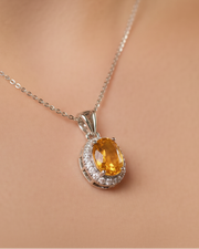Silver earring with a Yellow Citrine